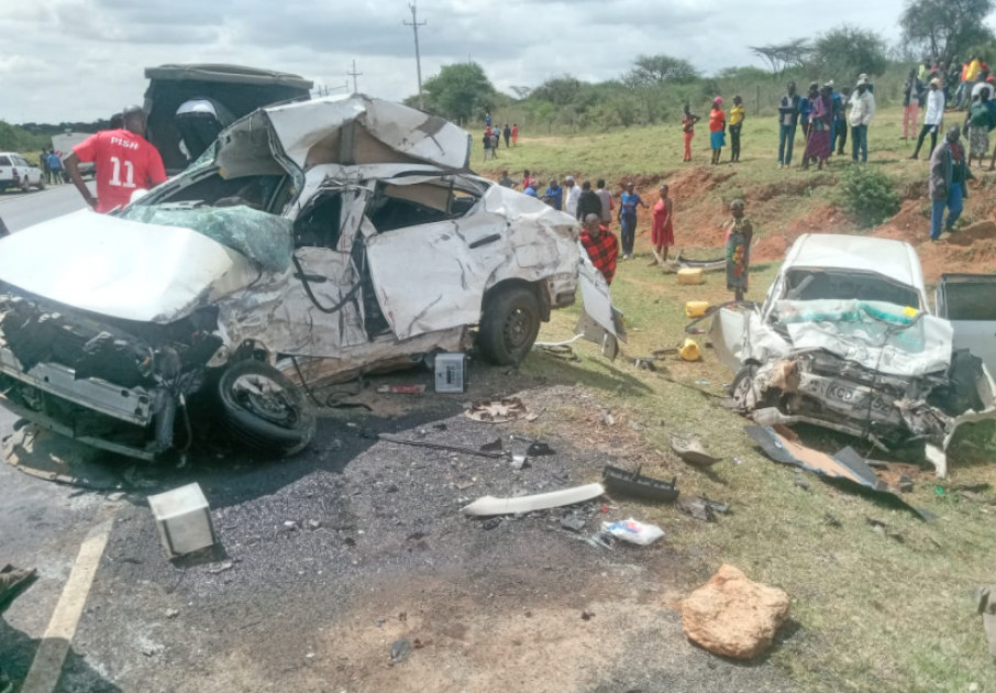 Five people killed, 3 others injured after two cars collide on Namanga-Kajiado highway