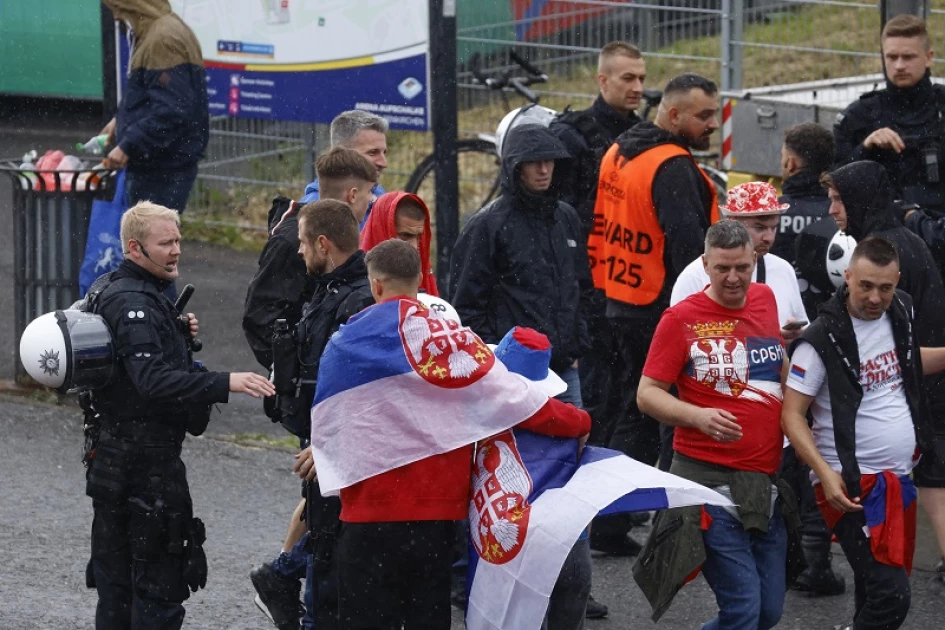 England and Serbia fans clash ahead of Euros match