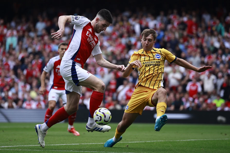 Rice red carded as Brighton hold Arsenal at Emirates 