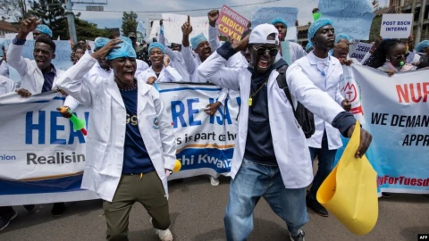 Nairobi health workers stage protests over delayed salaries, threaten to paralyse services