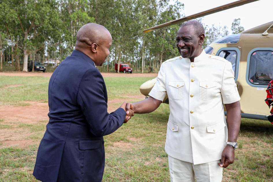 Kindiki receives Ruto in Kwale for Mashujaa Day celebrations Kindiki receives Ruto in Kwale for Mashujaa Day celebrations