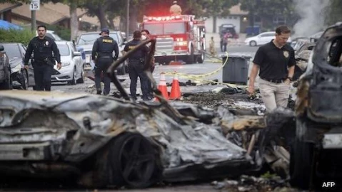 Several dead as plane crashes on California neighborhood