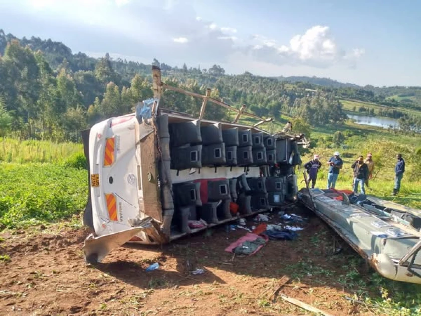 Five tourists killed after bus plunges into a ditch in Nyandarua