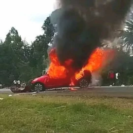 Two suspected robbers killed, vehicle torched by mob on Kericho-Kisumu highway