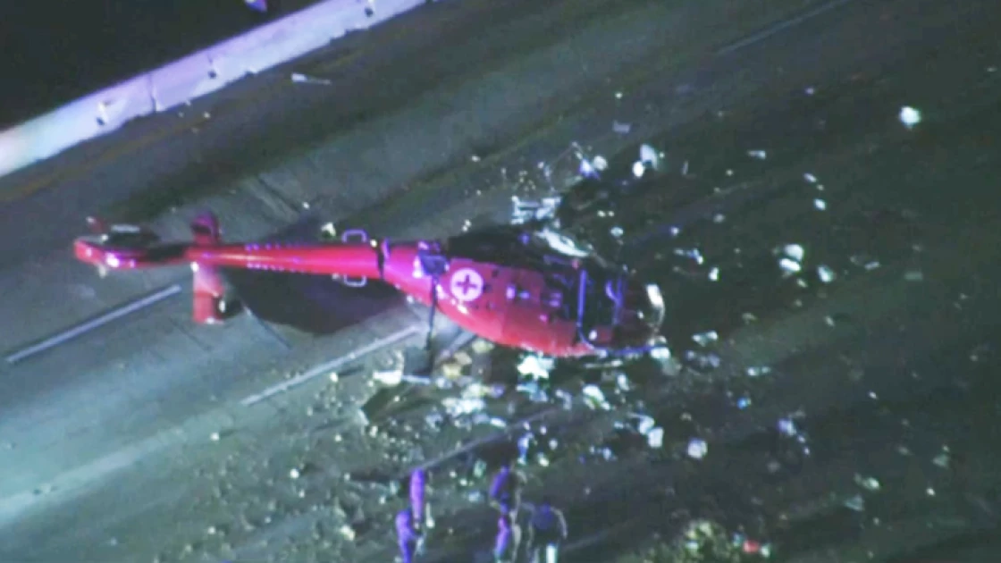 Medical helicopter crashes on California highway