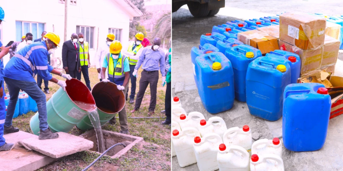 DCI destroys chemicals for manufacturing narcotic drugs seized in Namanga DCI destroys chemicals for manufacturing narcotic drugs seized in Namanga