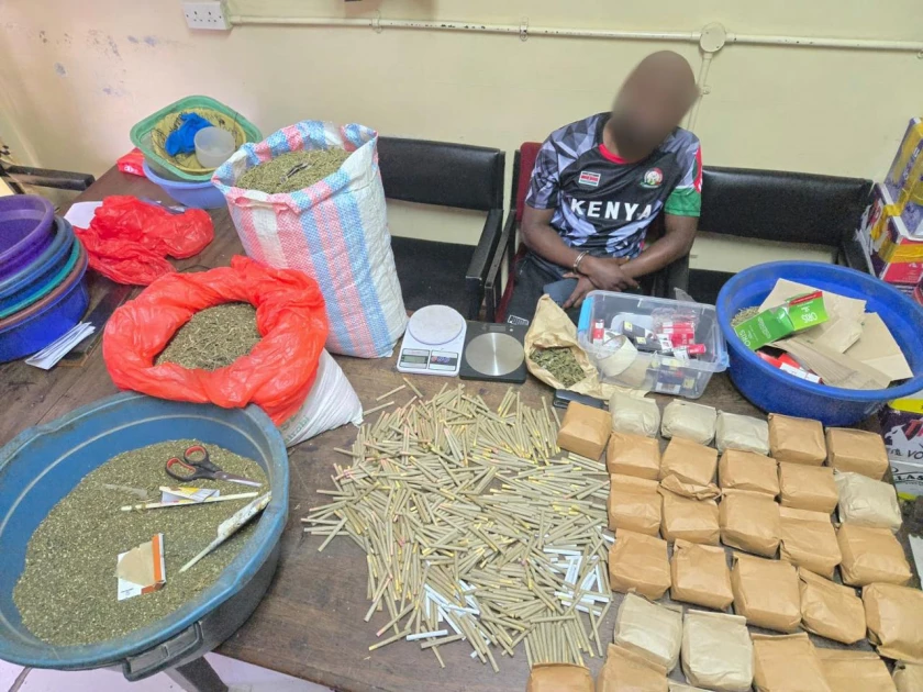 Suspected drug peddler arrested in Umoja, 20 kilos of cannabis seized Suspected drug peddler arrested in Umoja, 20 kilos of cannabis seized