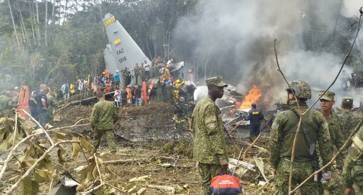 At least 66 dead after Colombia military transport plane crashes