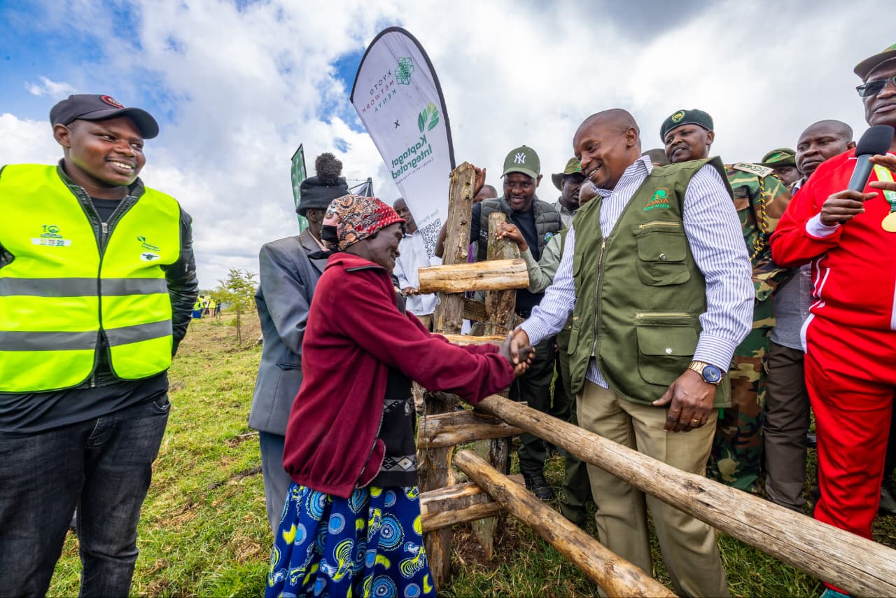 IMG-20260711-WA0254.jpg.jpeg CAPTION: Deputy President Prof. Kithure Kindiki interacts with community members in Kaptagat, Elgeyo Marakwet County, where he participated in a tree-planting exercise and visited various livelihood projects under the Kaptagat Integrated Conservation Programme, which integrates forest restoration with community development.