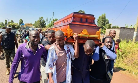 Kirinyaga residents carry casket in protest over rising road accidents