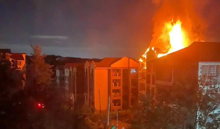 Fire engulfs residential apartment in Rongai, property of unknown value destroyed