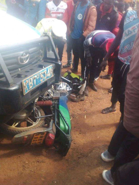 Boda boda rider and his passenger in hospital after ramming a pickup truck
