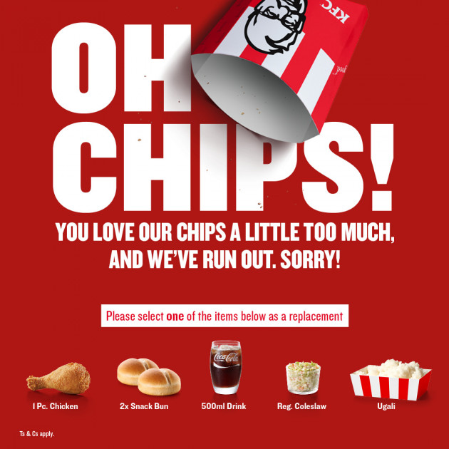 KFC runs out of chips, offers customers options including Ugali