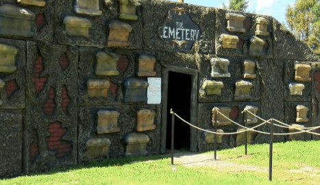 A haunted house actor stabbed an 11-year-old boy's foot while trying to scare him